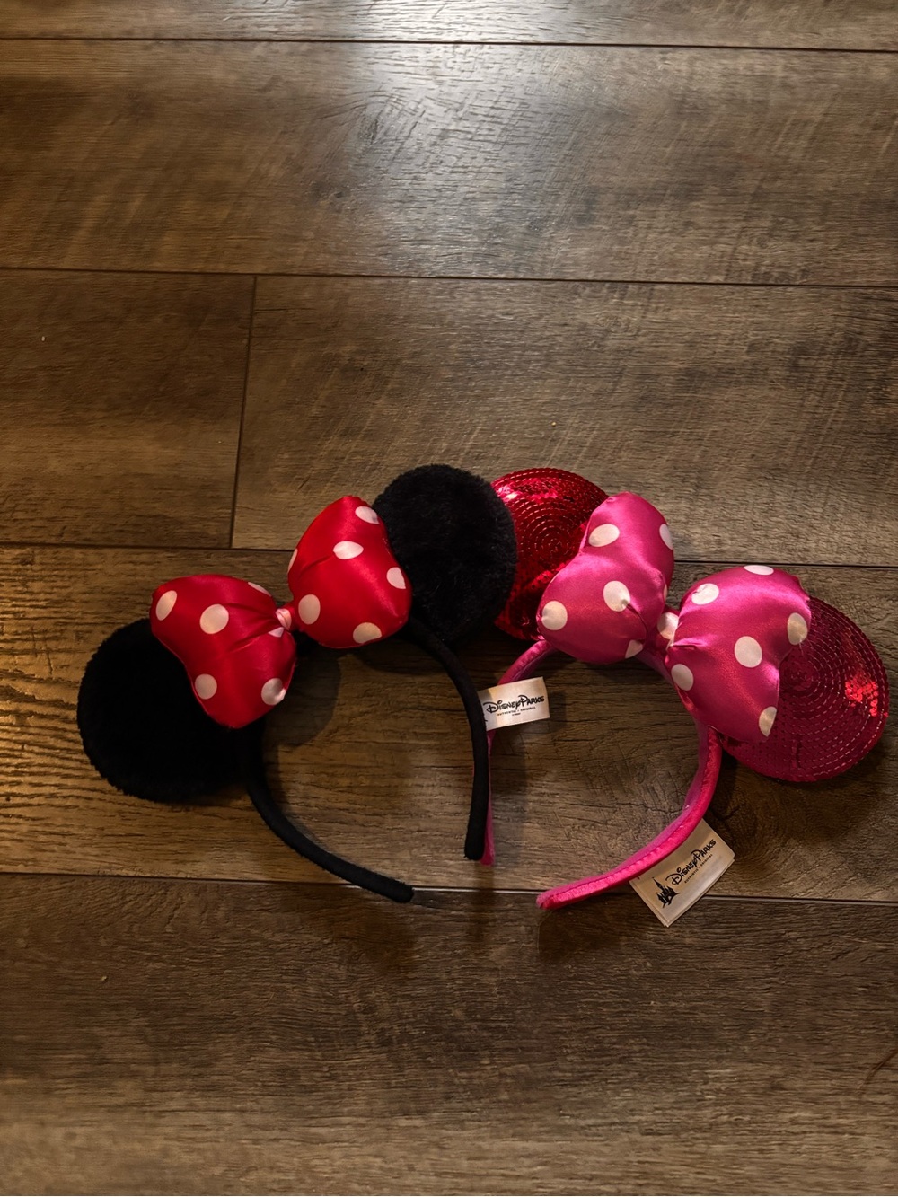 Disney Minnie Mouse Black & Hot Pink Polka Dot Ear Headbands Set